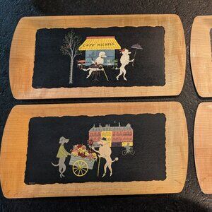Share Vintage Kentley The Romance of Fifi & Pepe French Poodles (4) Trays 1950s